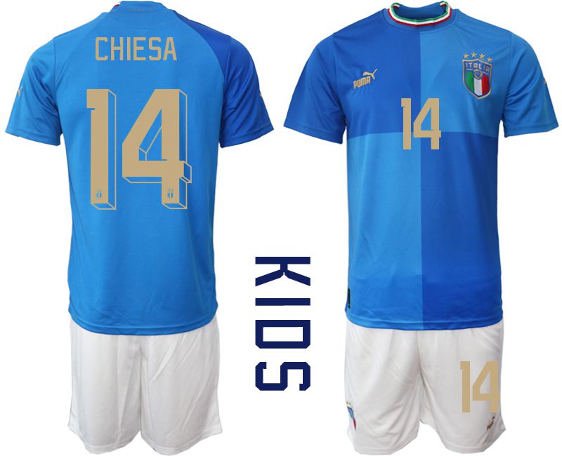 Youth 2022 World Cup National Team Italy home blue #14 Soccer Jerseys->england jersey->Soccer Country Jersey